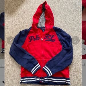 POLO RL RED BLUE ZIP HOODIE BOYS 8